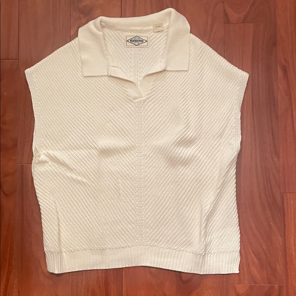 Cream Knit Sleeveless Sweater Vest